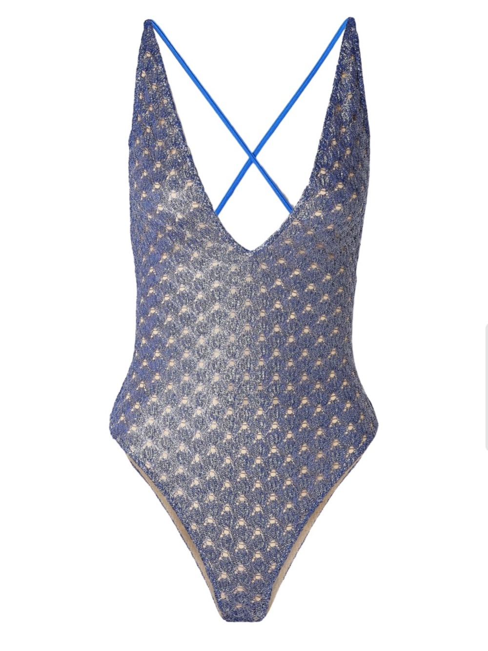NWT Missoni Mare white/silver Metallic Crochet Knit Swimsuit size 42/US 6